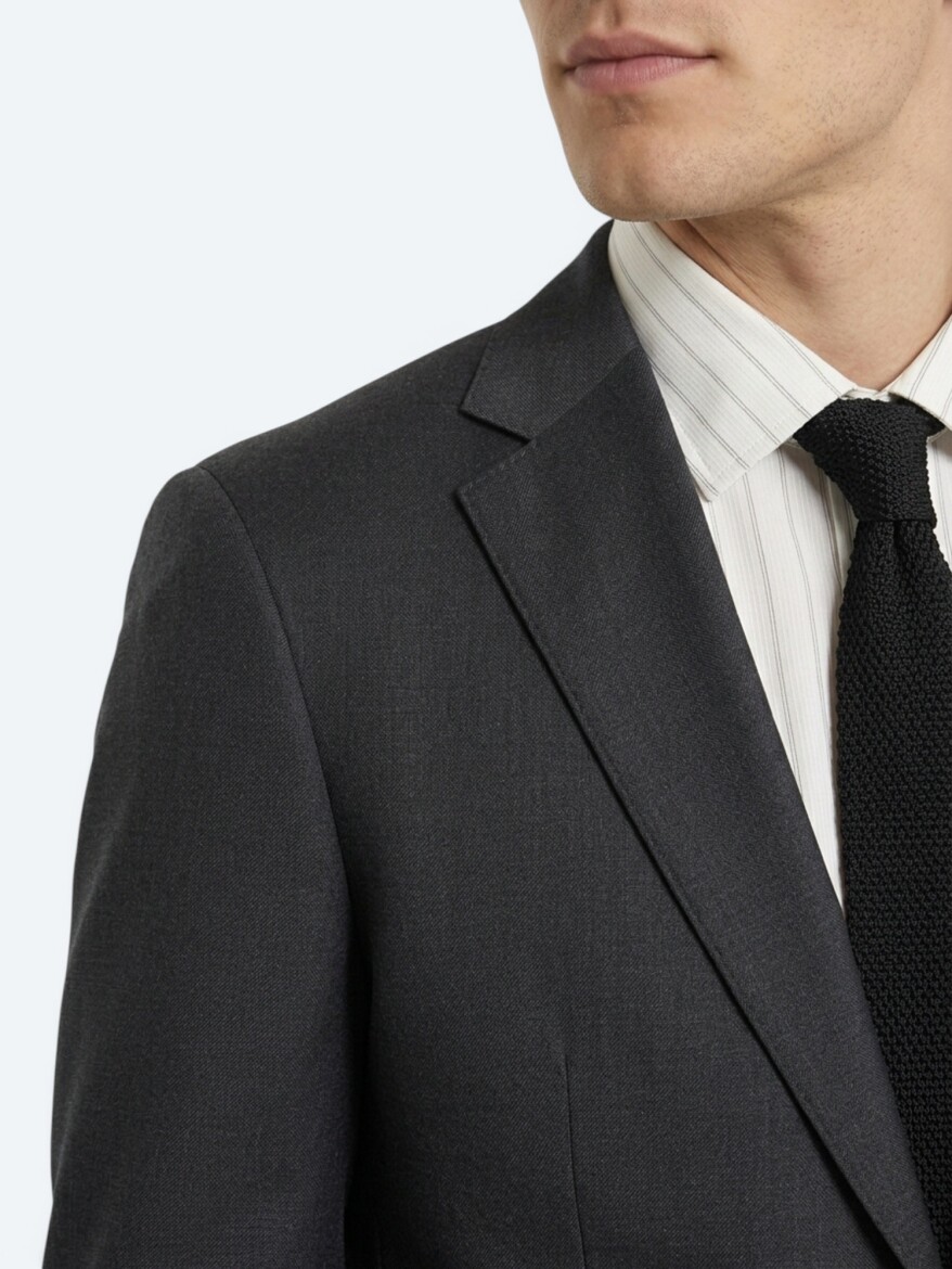Hard Coal Plain Slim Fit Wool Blended Suit - 3