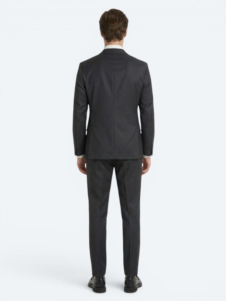 Hard Coal Plain Slim Fit Wool Blended Suit - 5