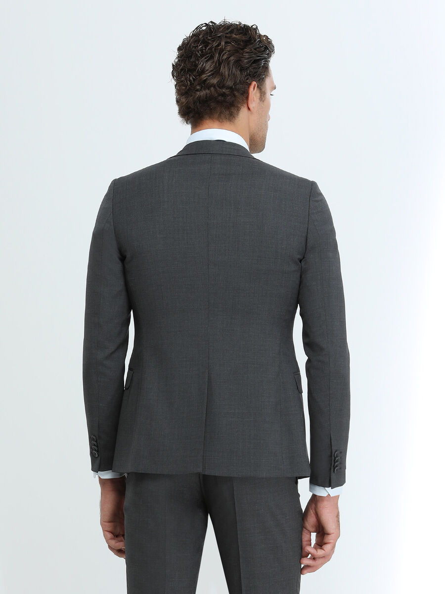 Hard Coal Plain Slim Fit Wool Blended Suit - 4