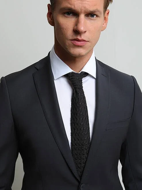 Hard Coal Plain Slim Fit Wool Blended Suit - 2
