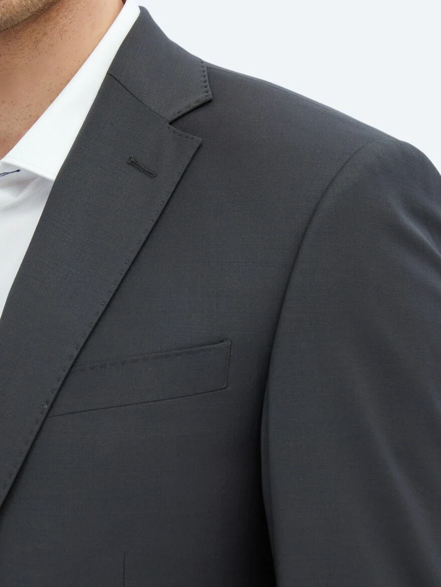 Hard Coal Plain Slim Fit Wool Blended Suit - 4