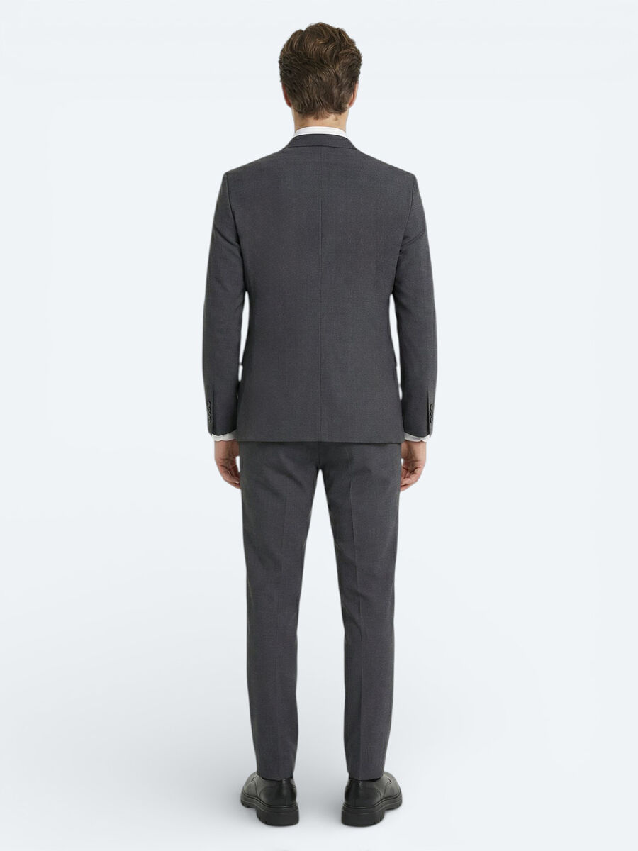 Hard Coal Plain Slim Fit Wool Blended Suit - 4