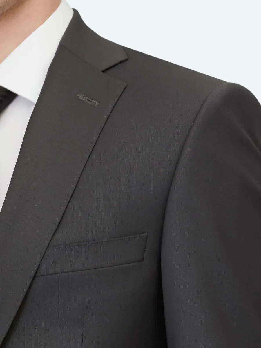 Hard Coal Plain Slim Fit Wool Blended Suit - 4