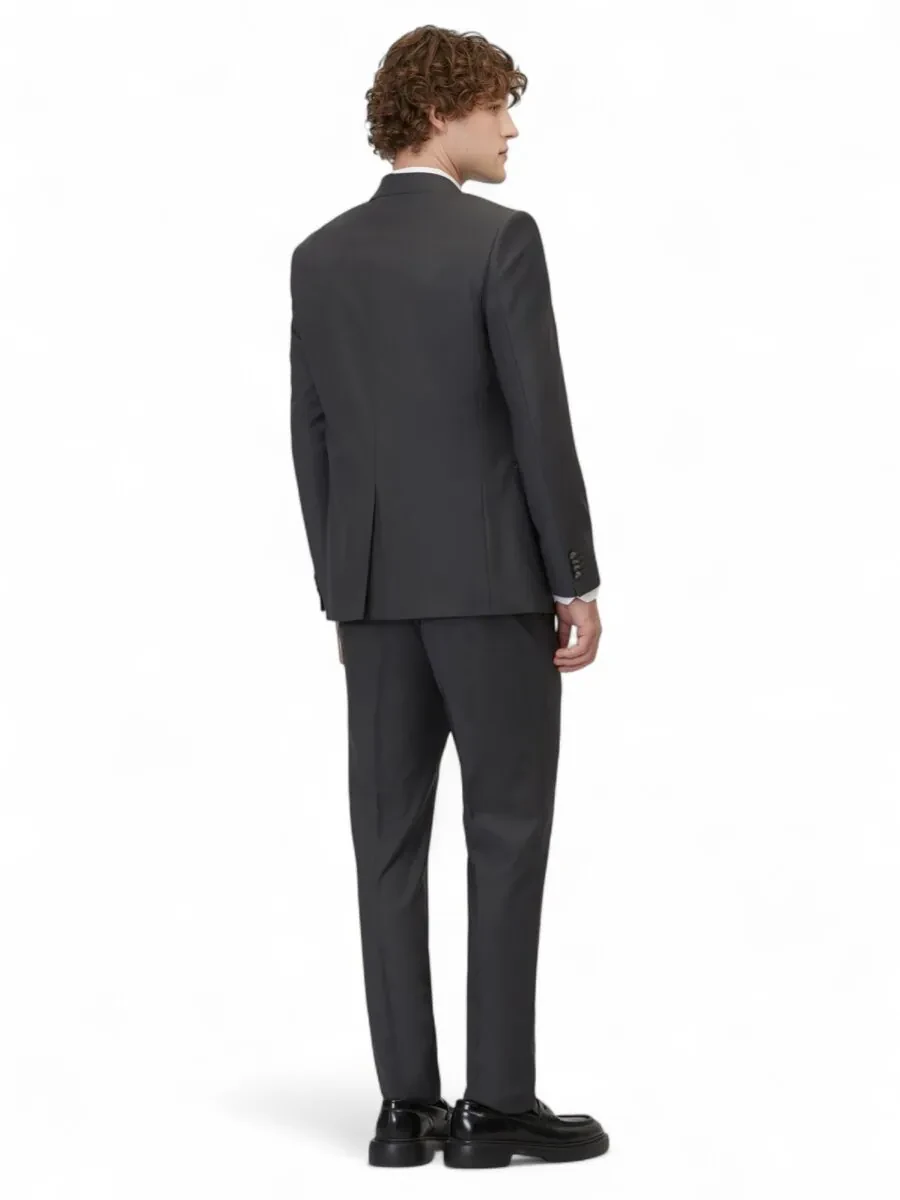 Hard Coal Plain Slim Fit Wool Blended Suit - 5