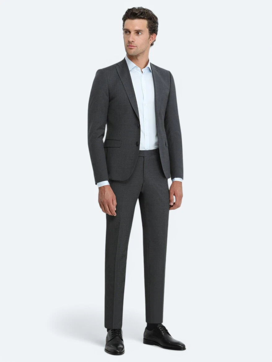Hard Coal Plain Wool Blended Suit - 2
