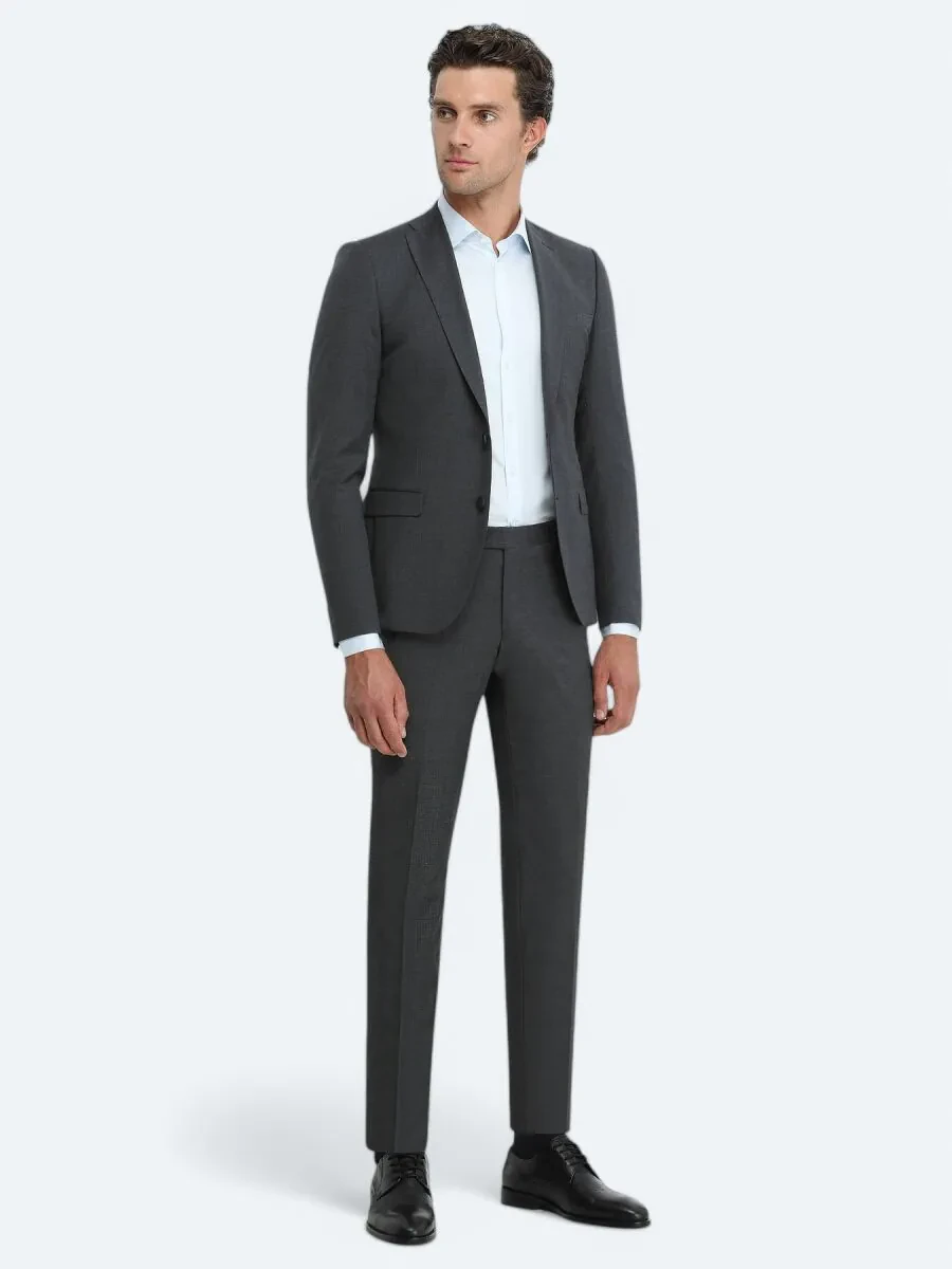 Hard Coal Plain Wool Blended Suit - 2