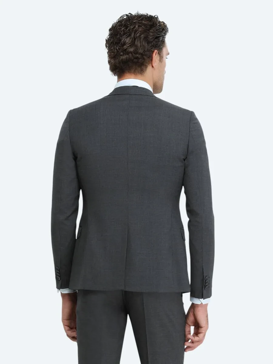 Hard Coal Plain Wool Blended Suit - 4