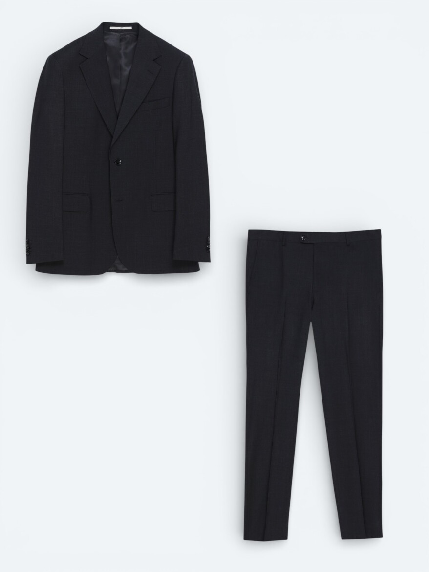 Hard Coal Plain Wool Blended Suit - 1