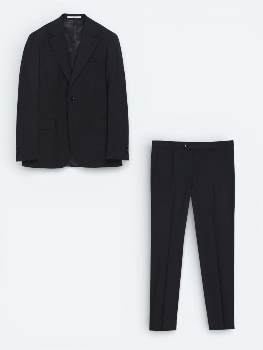 Hard Coal Plain Wool Blended Suit - 1