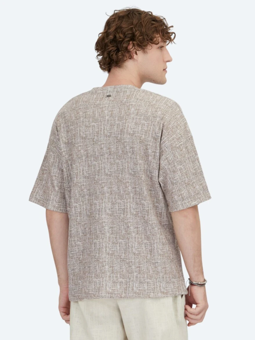 Hard Coal Printed Crew Neck Cotton Blended T-Shirt - 4