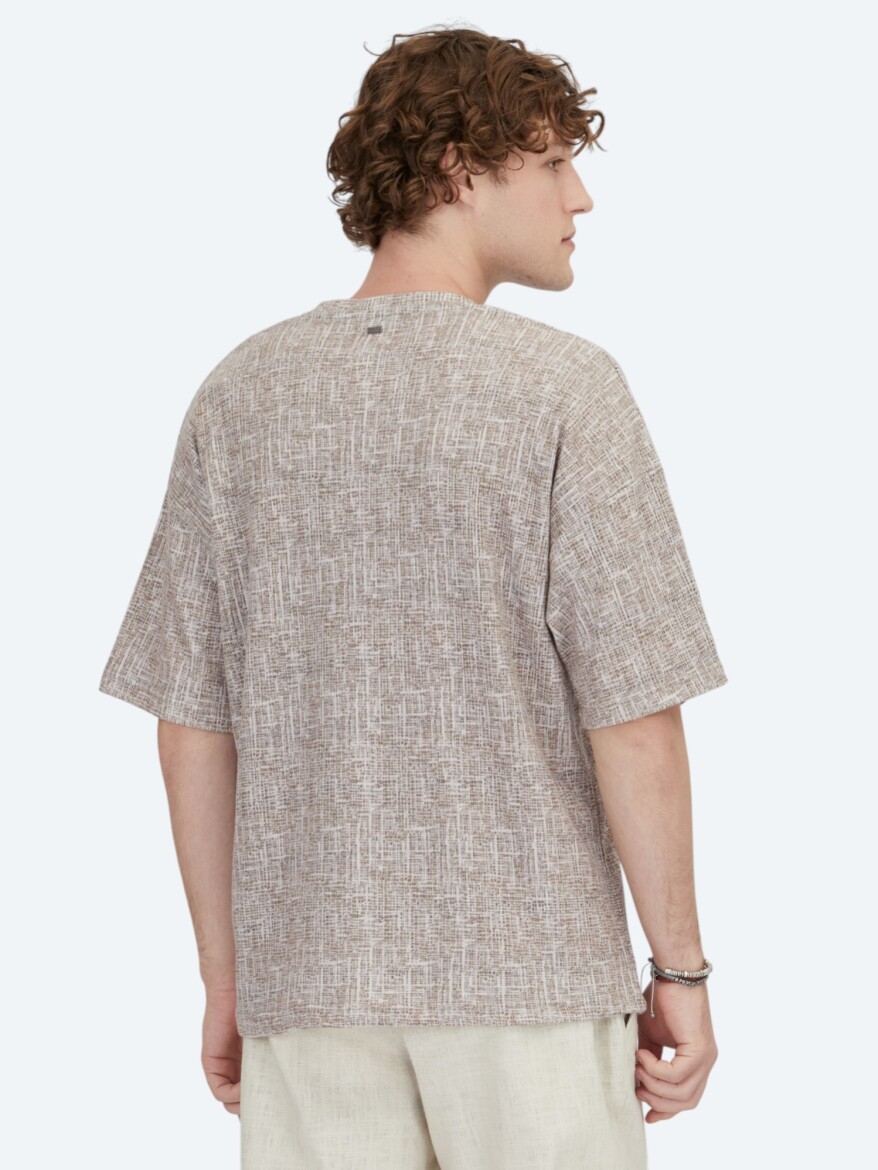 Hard Coal Printed Crew Neck Cotton Blended T-Shirt - 4