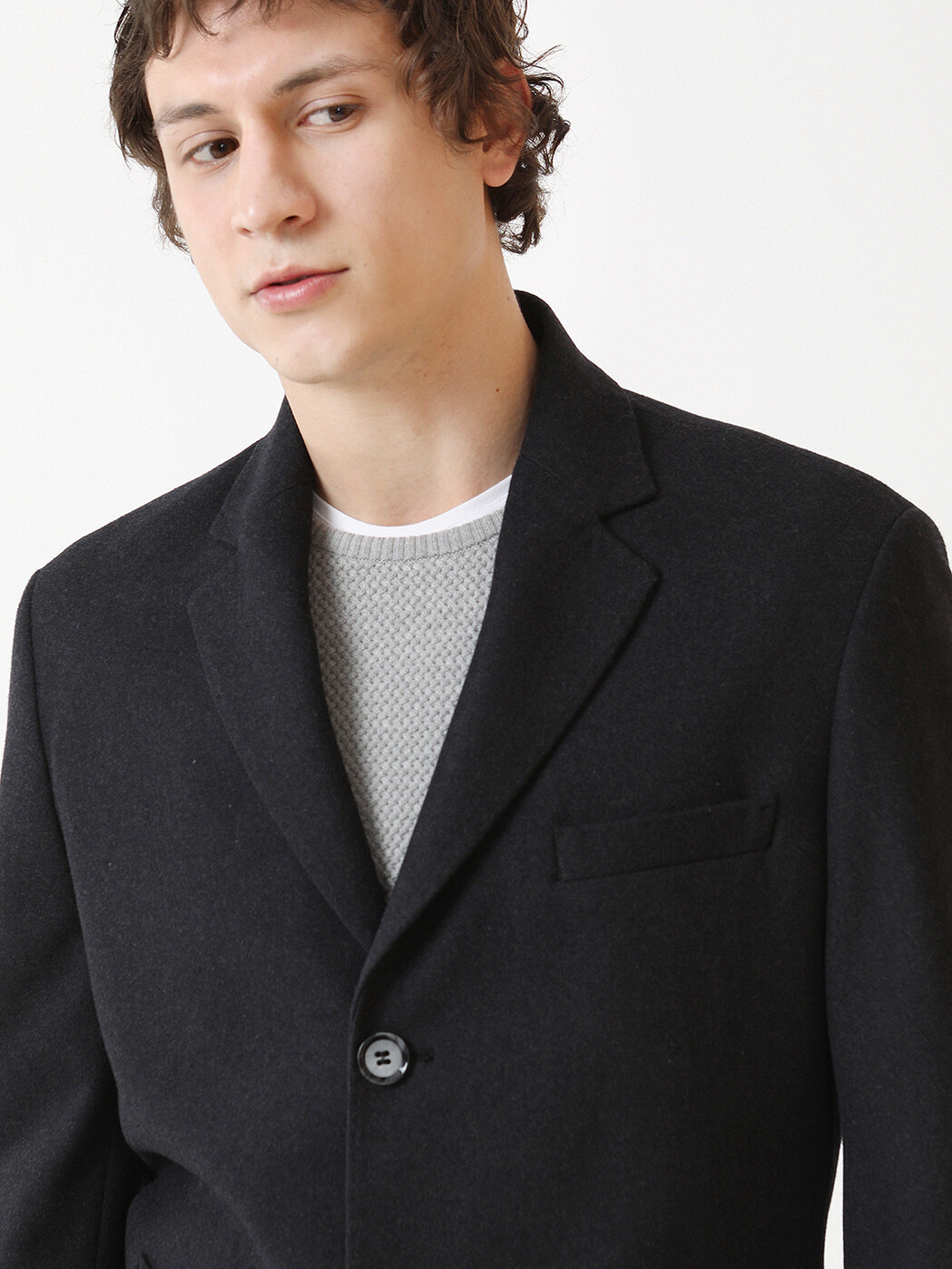 Hard Coal Regular Fit Butterfly Collar Classical Weaving Overcoat - 2