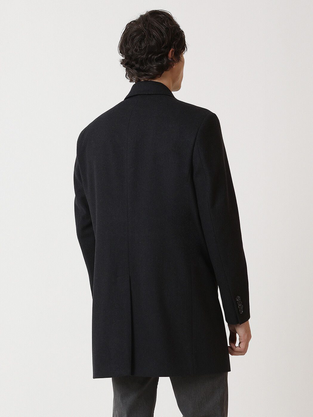 Hard Coal Regular Fit Butterfly Collar Classical Weaving Overcoat - 5