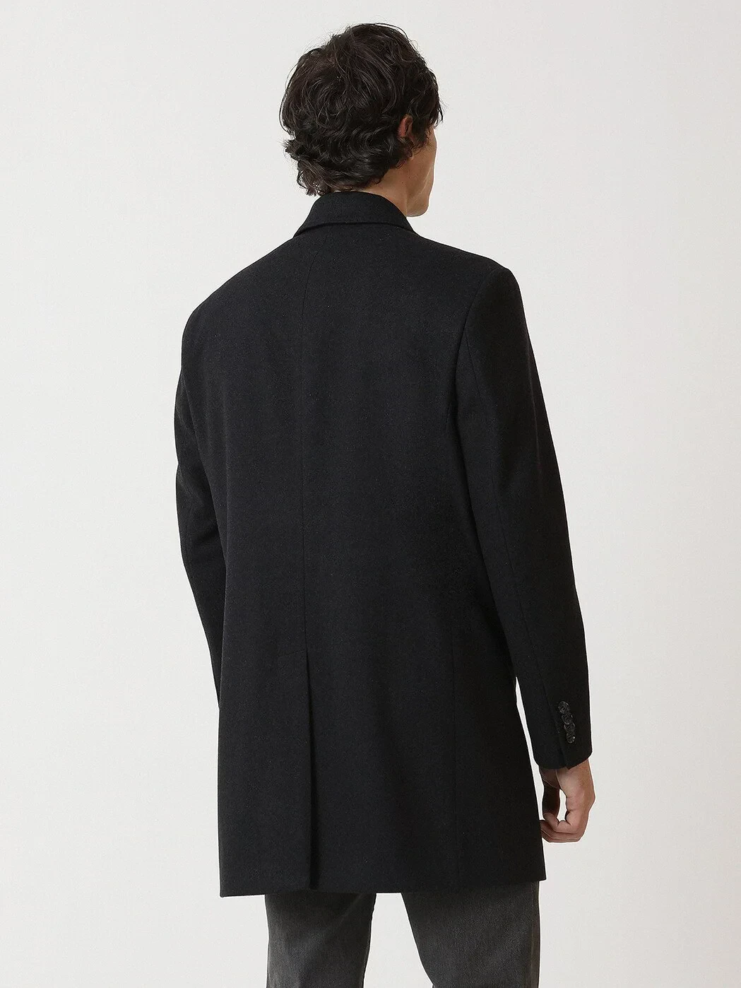 Hard Coal Regular Fit Butterfly Collar Classical Weaving Overcoat - 5