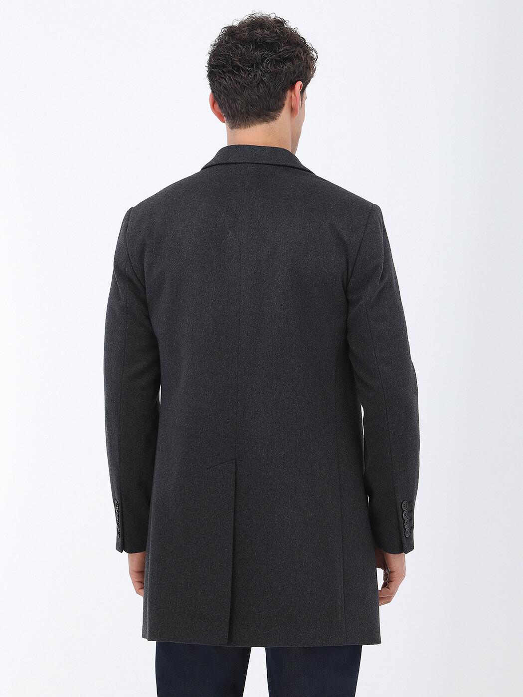 Hard Coal Regular Fit Butterfly Collar Classical Weaving Overcoat - 6