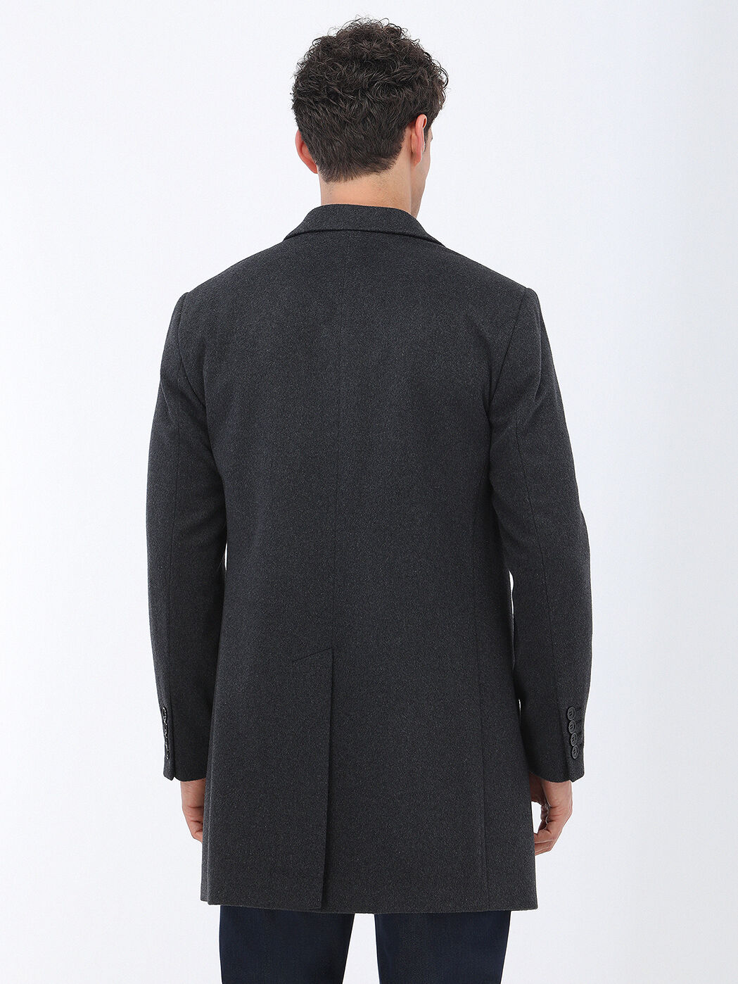 Hard Coal Regular Fit Butterfly Collar Classical Weaving Overcoat - 6