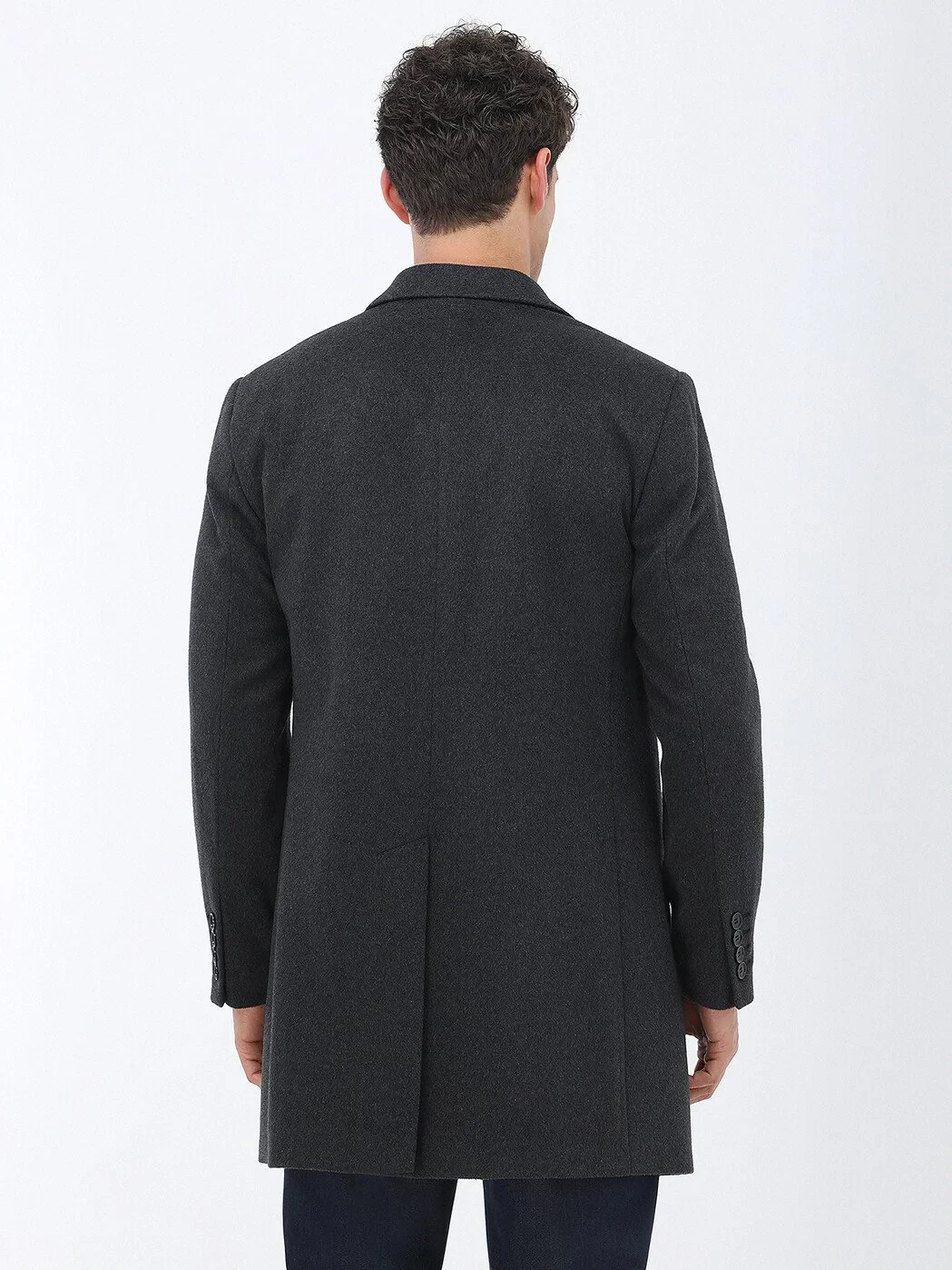 Hard Coal Regular Fit Butterfly Collar Classical Weaving Overcoat - 6