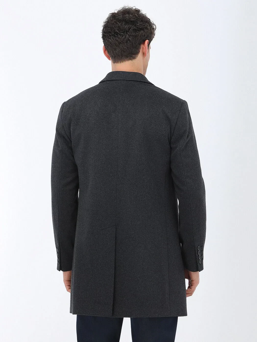 Hard Coal Regular Fit Butterfly Collar Classical Weaving Overcoat - 6