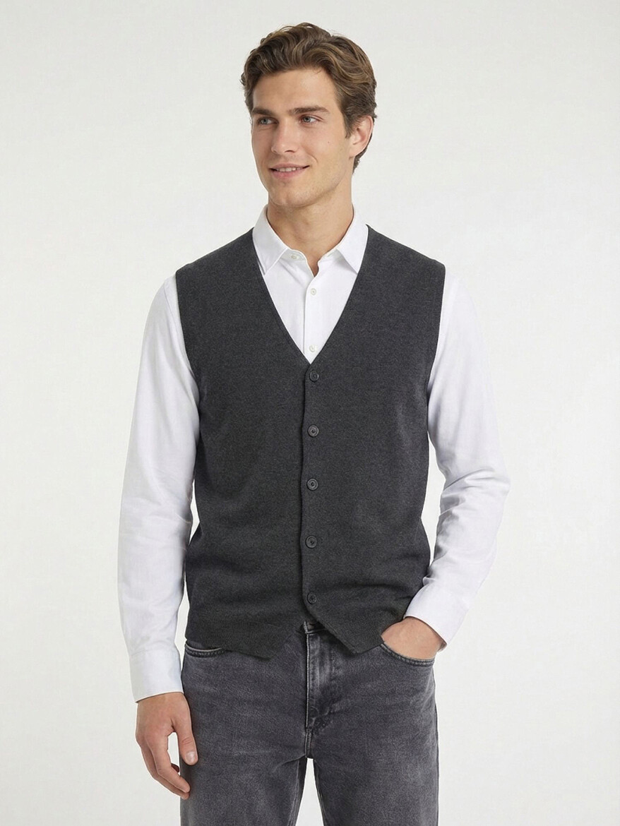 Hard Coal Regular Fit Casual Knitting Knit Vest - 1