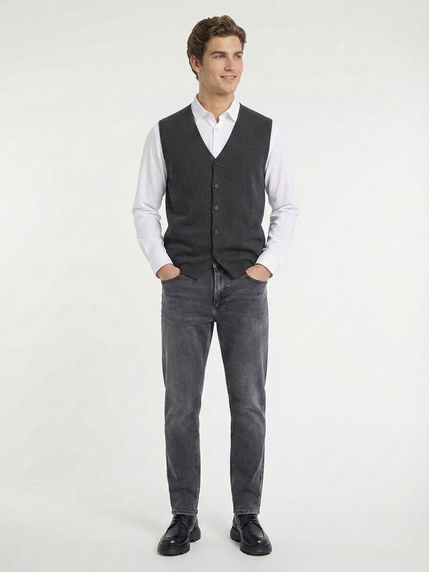 Hard Coal Regular Fit Casual Knitting Knit Vest - 2