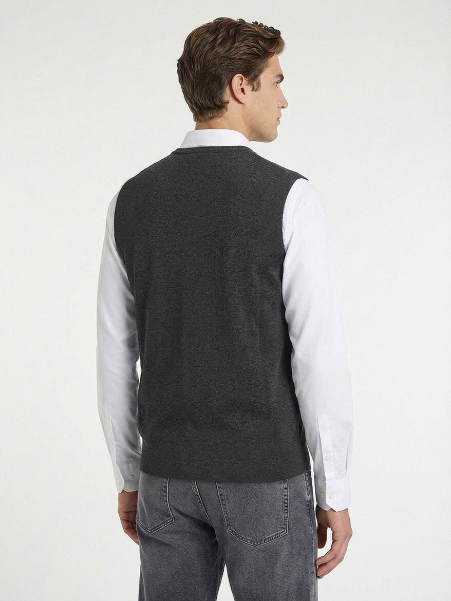Hard Coal Regular Fit Casual Knitting Knit Vest - 5