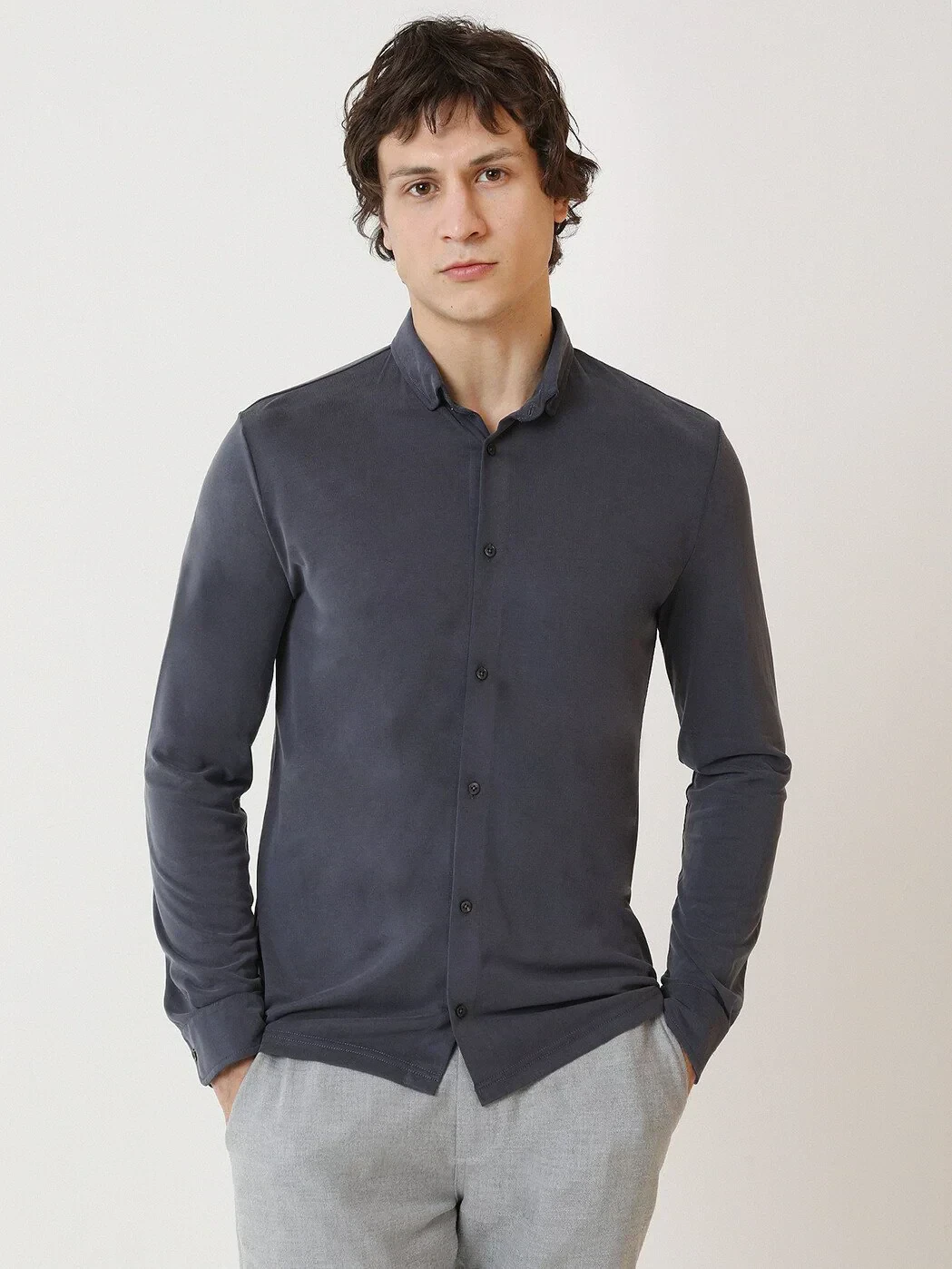 Hard Coal Regular Fit Knitting Casual Shirt - 4