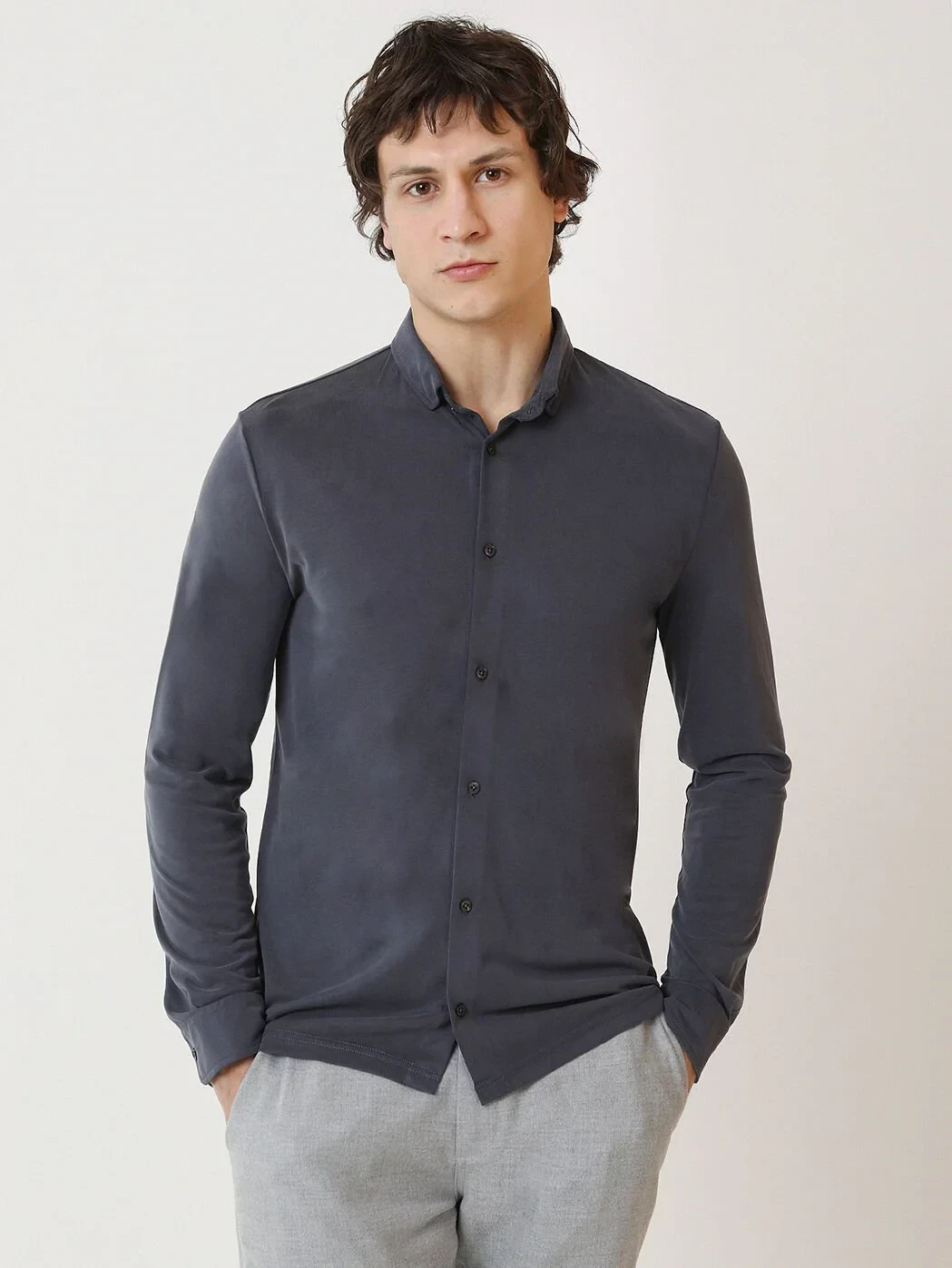 Hard Coal Regular Fit Knitting Casual Shirt - 4