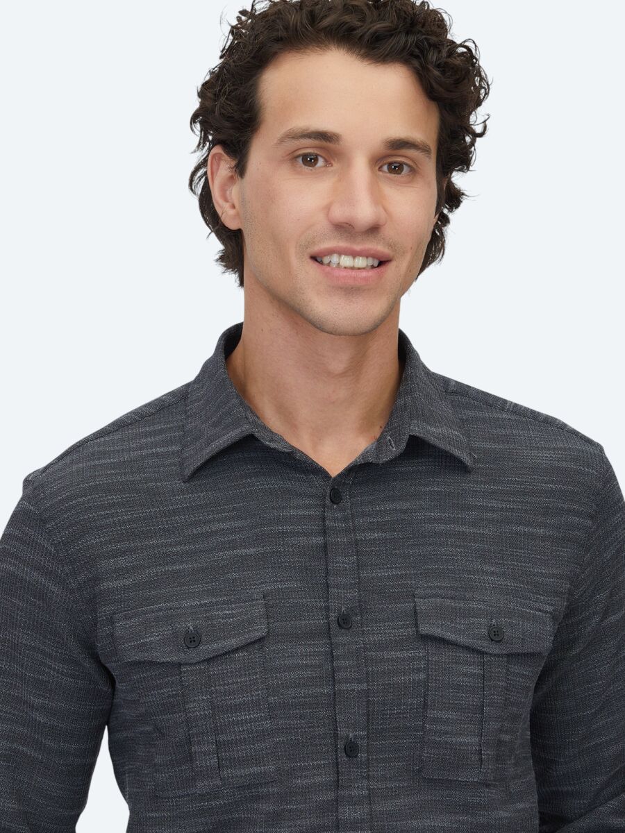 Hard Coal Regular Fit Long Weaving Casual Cotton Blended Shirt - 3