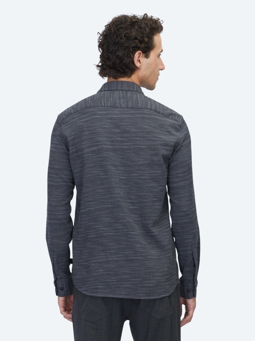 Hard Coal Regular Fit Long Weaving Casual Cotton Blended Shirt - 4