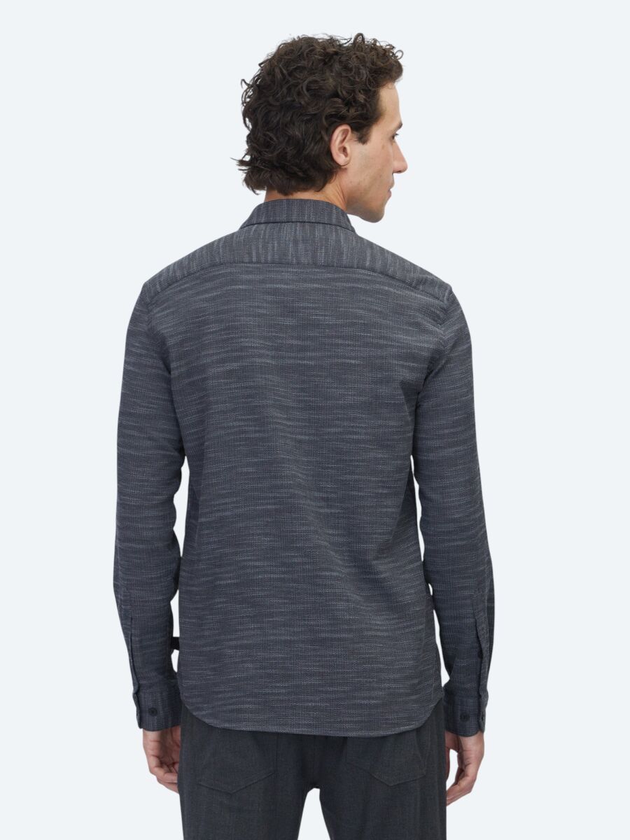 Hard Coal Regular Fit Long Weaving Casual Cotton Blended Shirt - 4