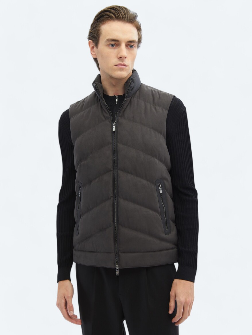 Hard Coal Regular Fit Turtleneck Casual Weaving Puffer Vest - 3