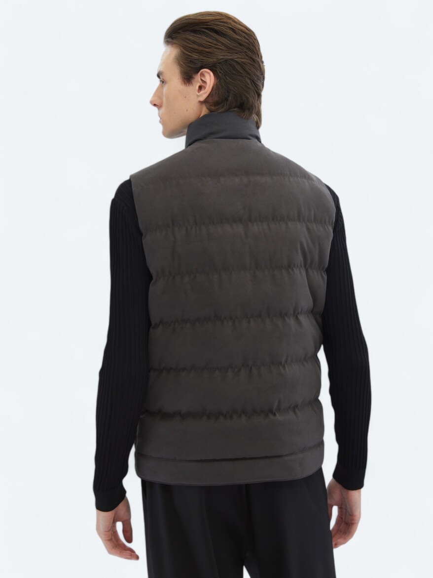 Hard Coal Regular Fit Turtleneck Casual Weaving Puffer Vest - 6