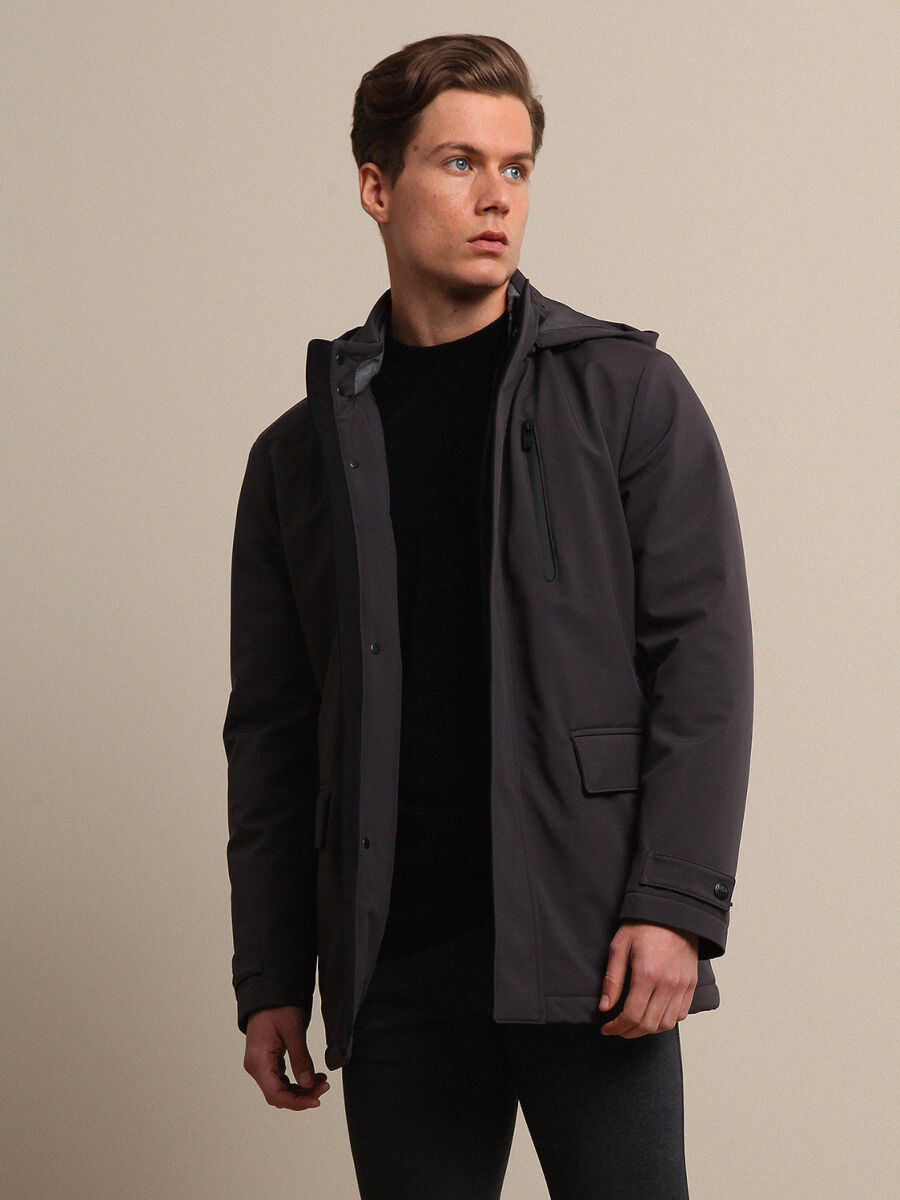 Hard Coal Regular Fit Turtleneck Smart Casual Weaving Coat - 3