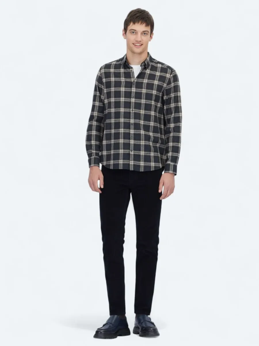 Hard Coal Regular Fit Weaving Casual Cotton Blended Shirt - 2