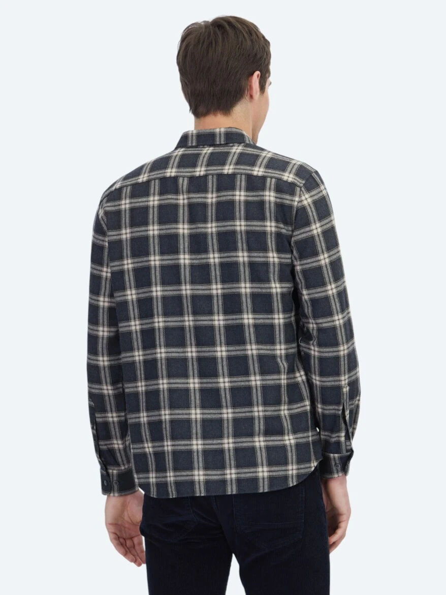 Hard Coal Regular Fit Weaving Casual Cotton Blended Shirt - 5