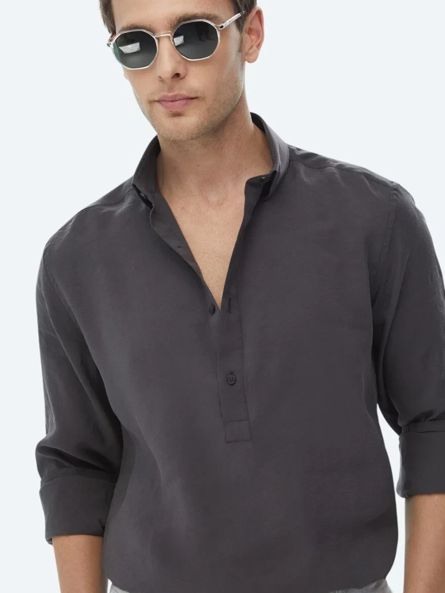 Hard Coal Regular Fit Weaving Casual Shirt - 2