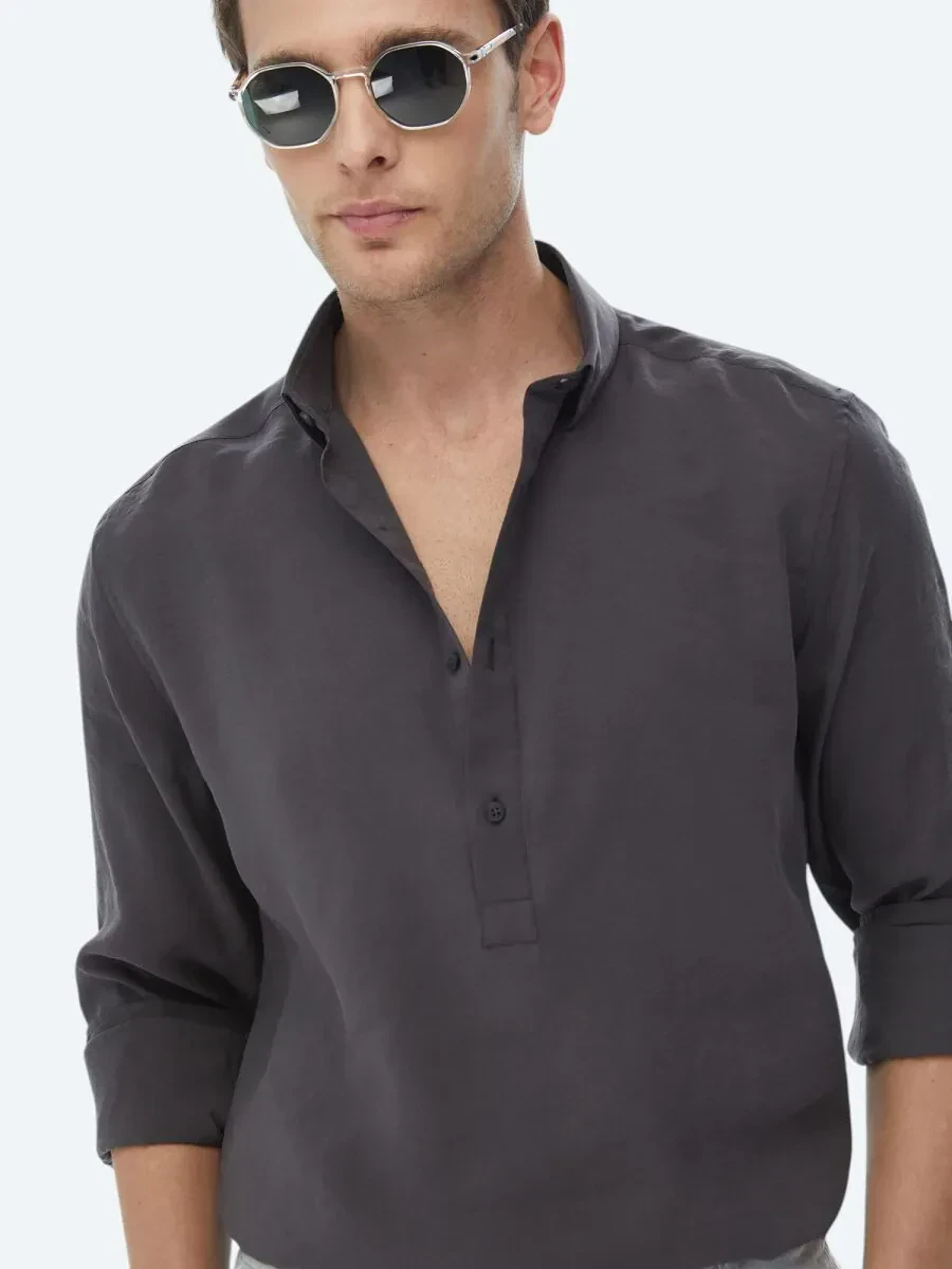 Hard Coal Regular Fit Weaving Casual Shirt - 2