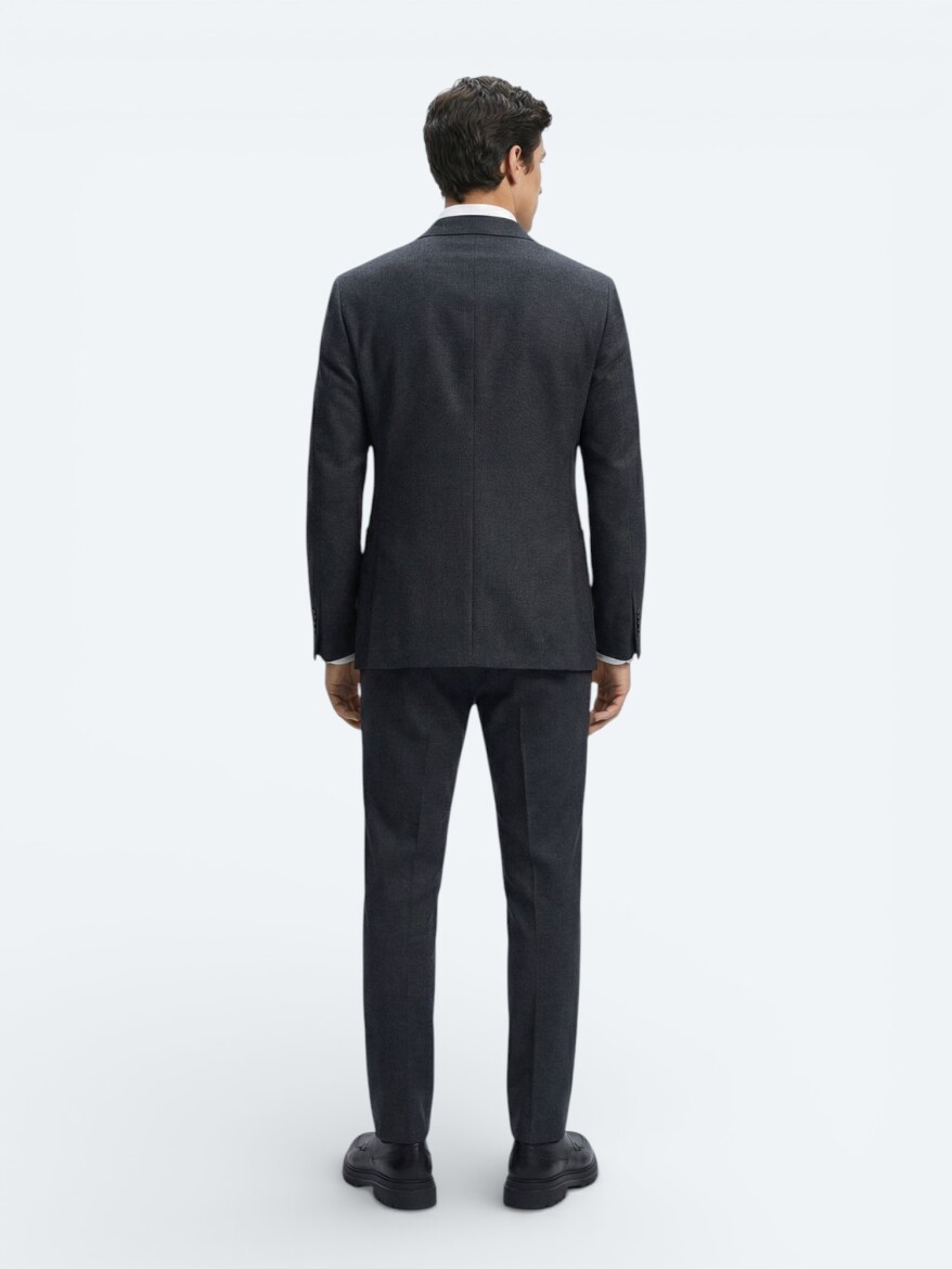 Hard Coal Ribbed Modern Fit 100% Wool Jacket - 4