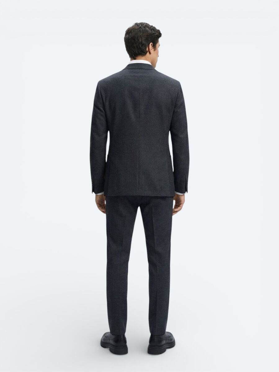 Hard Coal Ribbed Modern Fit 100% Wool Jacket - 4