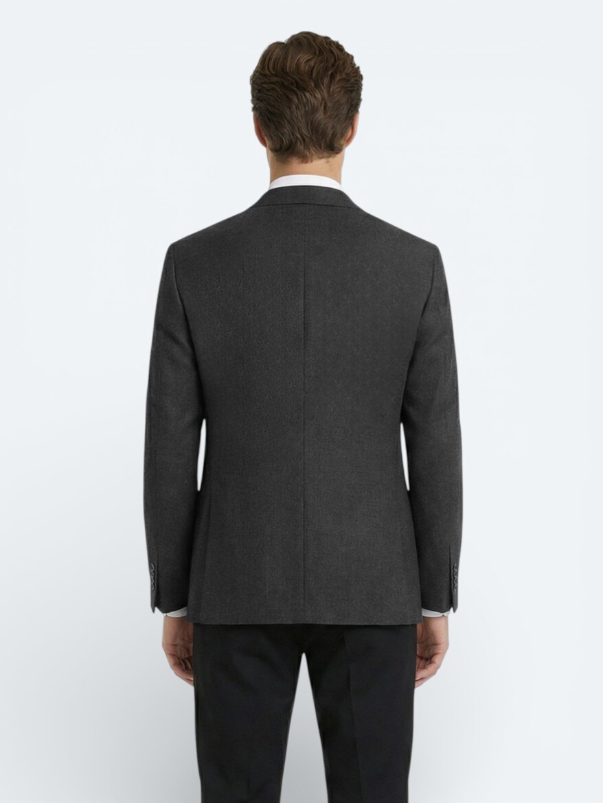 Hard Coal Ribbed Modern Fit 100% Wool Jacket - 4
