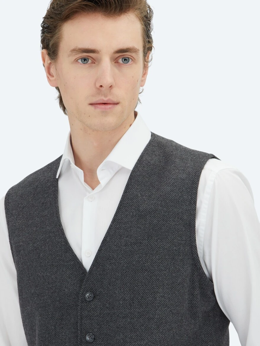 Hard Coal Slim Fit Butterfly Collar Classical Waistcoat - 3