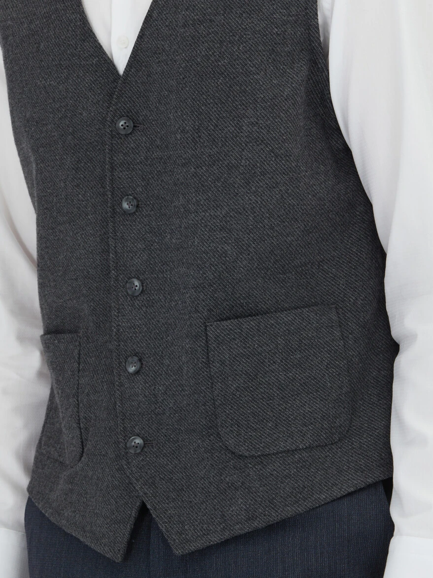 Hard Coal Slim Fit Butterfly Collar Classical Waistcoat - 4