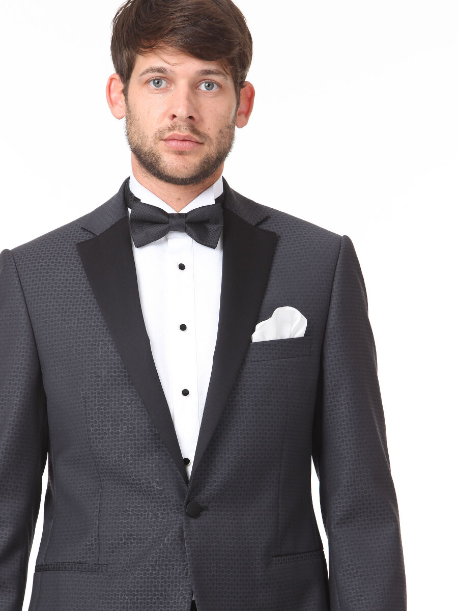 Hard Coal Slim Fit Butterfly Collar Weaving Tuxedo - 2