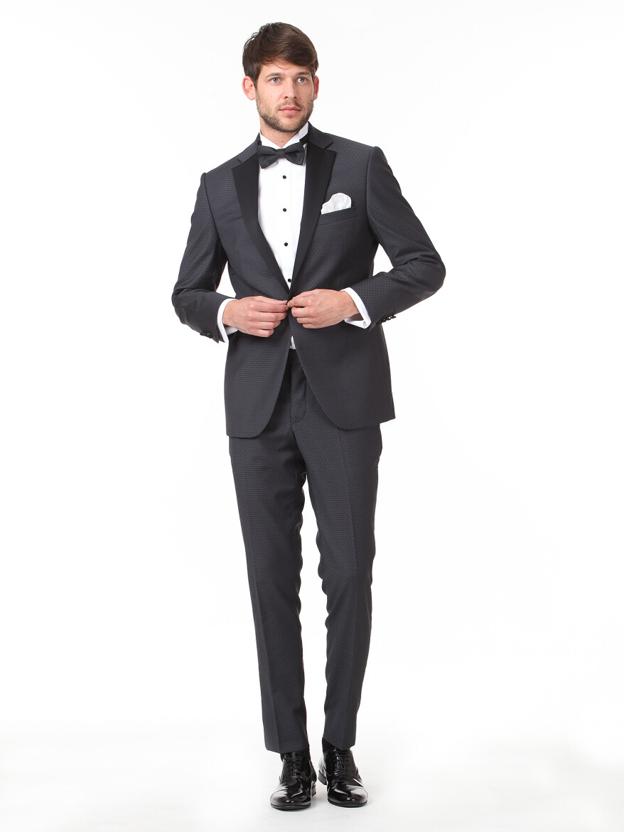 Hard Coal Slim Fit Butterfly Collar Weaving Tuxedo - 3