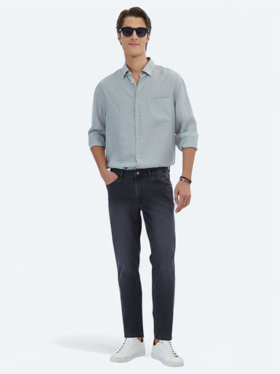 Hard Coal Slim Fit Denim Cotton Blended Trousers - 1