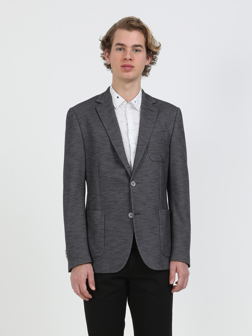 Hard Coal Striped Modern Fit Cotton Blended Suit - 4