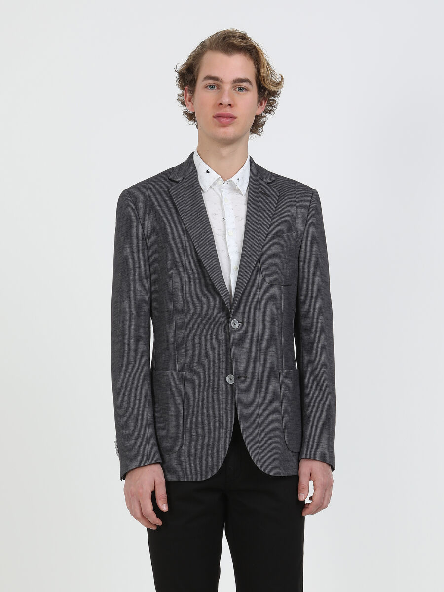 Hard Coal Striped Modern Fit Cotton Blended Suit - 4