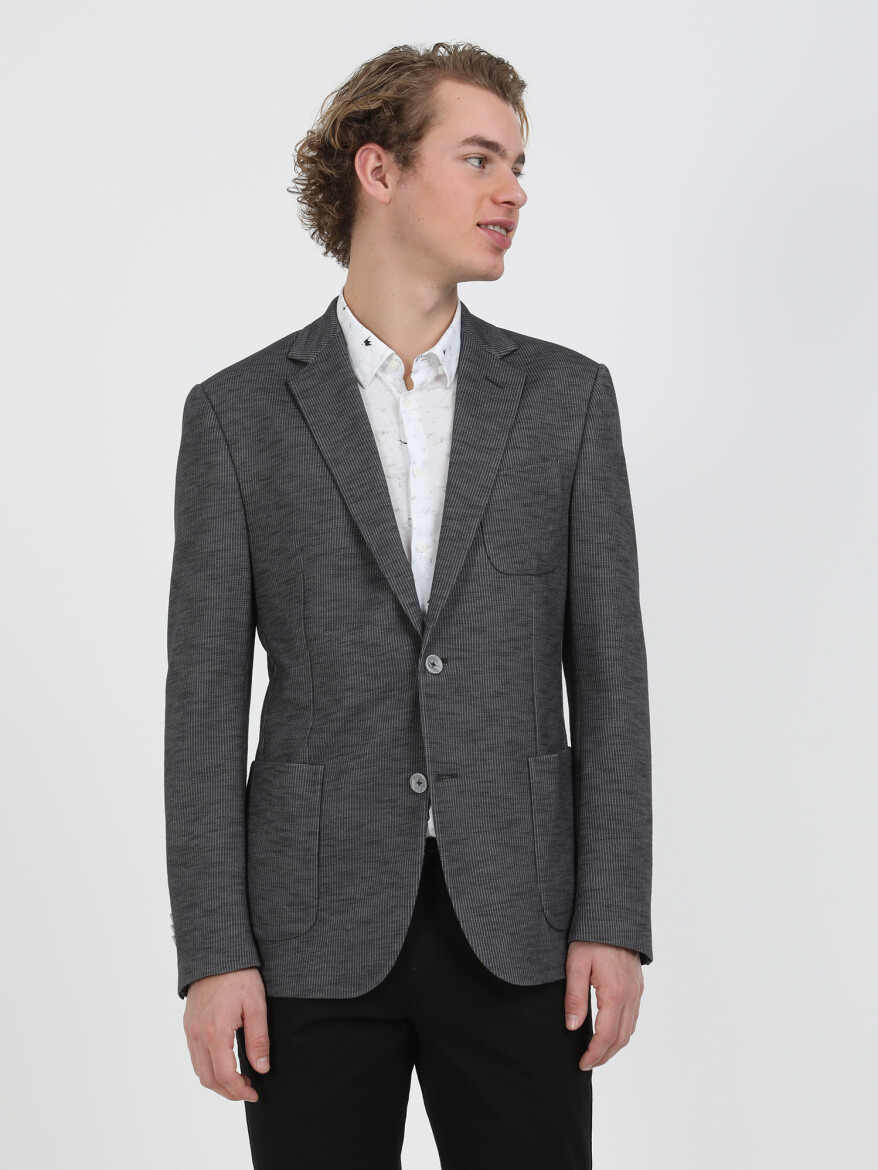 Hard Coal Striped Modern Fit Cotton Blended Suit - 5