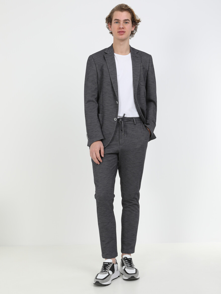 Hard Coal Striped Modern Fit Cotton Blended Suit - 7