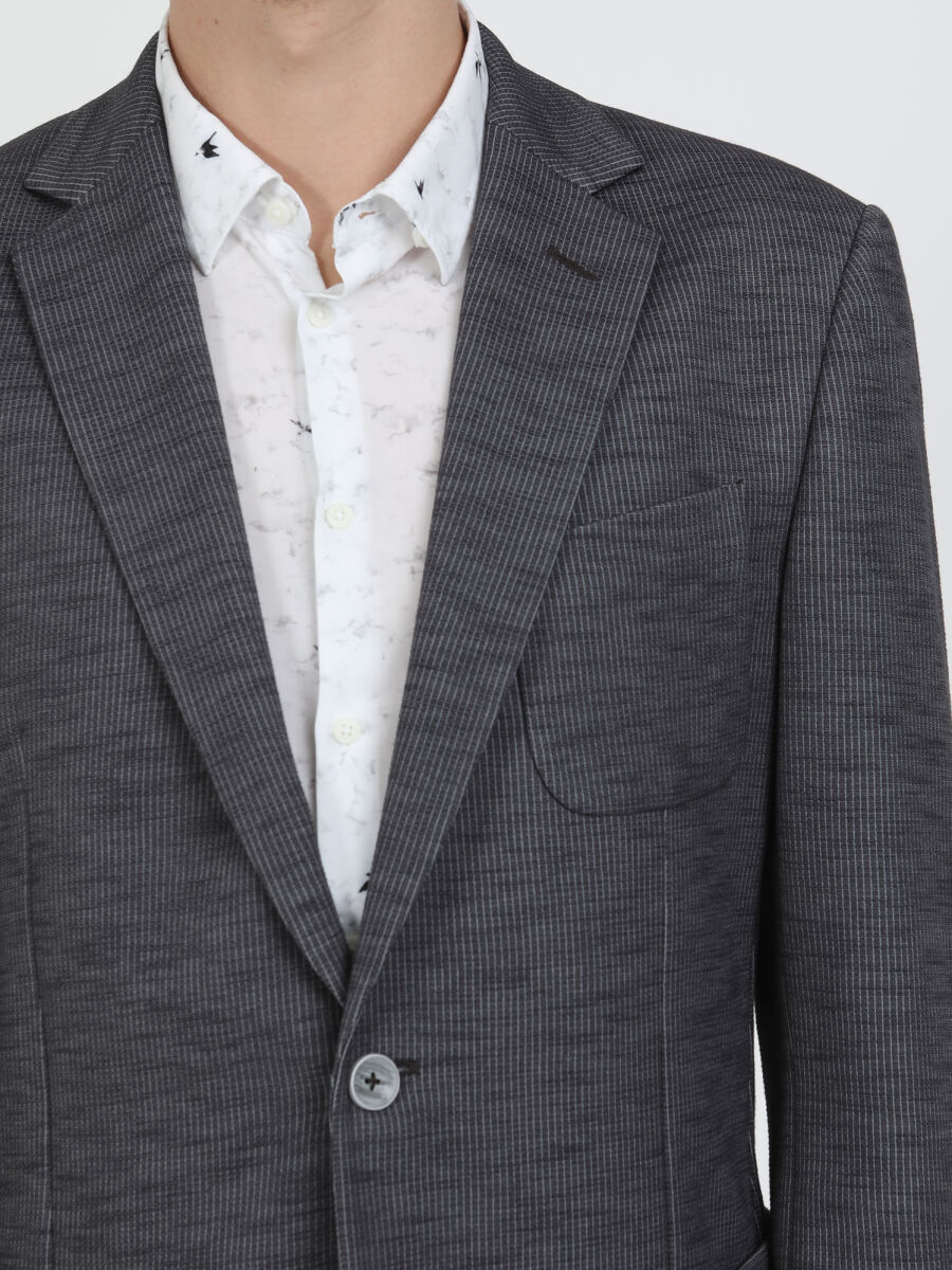 Hard Coal Striped Modern Fit Cotton Blended Suit - 8